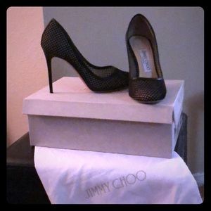Jimmy Choo black mesh pumps